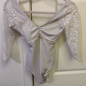 Elegant Lace Sleeve Leotard